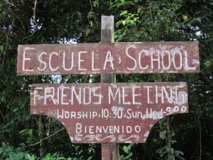 Monteverde Friends School entrance sign