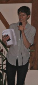 Andrea Folds reciting poem