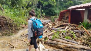 Tara Hein writing SAT's in Monteverde Costa Rica after Hurricane Nate