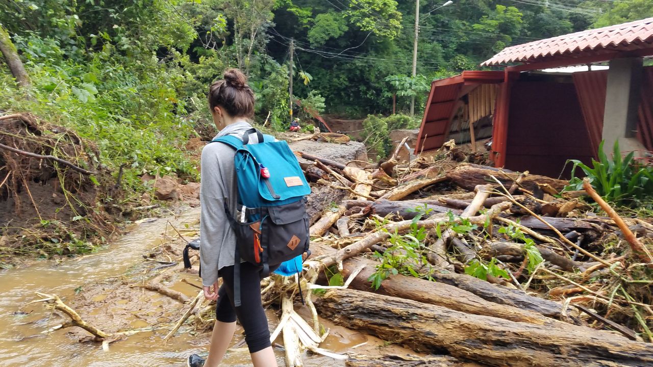 Tara Hein writing SAT's in Monteverde Costa Rica after Hurricane Nate